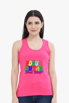 Bright Pink Tank Top for women with Graphic Print