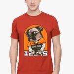 A smiling South Asian model with short hair, wearing a comfortable unisex round neck pet lovers t-shirt in a neutral color with an adorable pet-themed design printed on the front