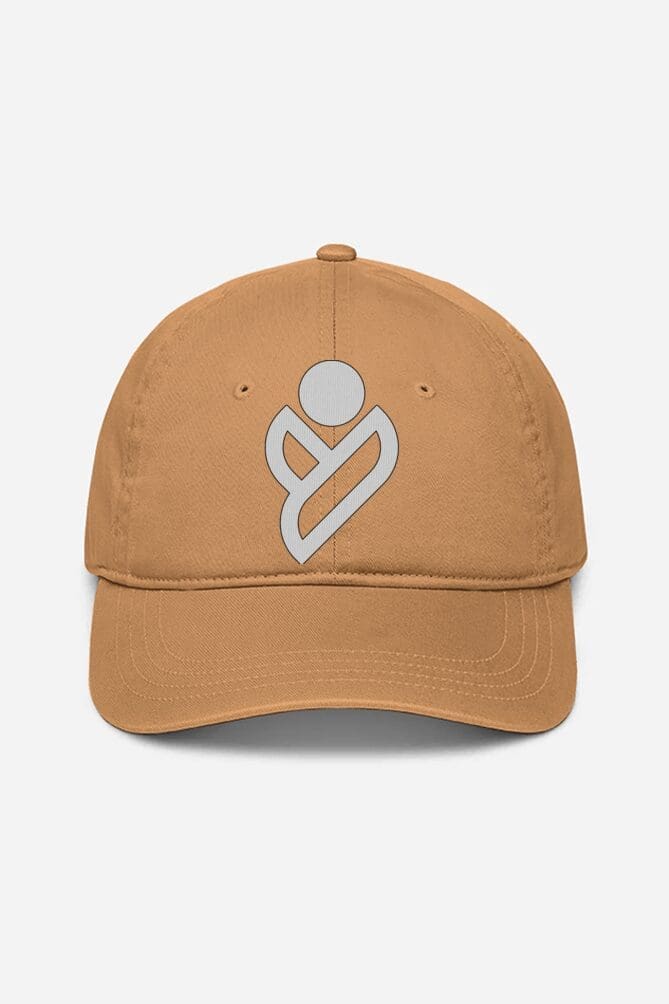 Khaki A unisex baseball cap in a versatile tan color, featuring a white logo emblem on the crown, suitable for both men and women
