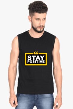 A man wearing Round Neck Sleeveless Mens Fitness T Shirts