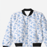 all over printed in blue bomber jacket for men