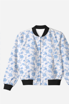 all over printed in blue bomber jacket for men