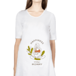 A stylish maternity t-shirt featuring the phrase "Happiness Mommy," perfect for celebrating motherhood in comfort.